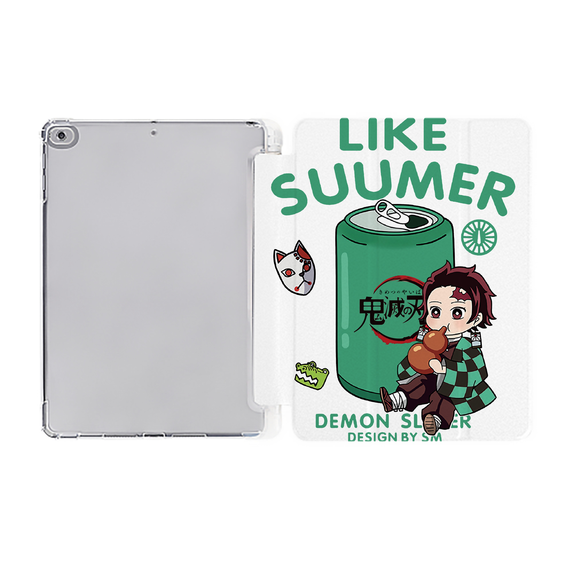 （画像用） 鬼滅の刃 竈門 炭治郎／かまど たんじろう Kamado Tanjirou IPad ケース ペン収納付き 三つ折りスタンド PUレザー×シリコン 対応機種9.5/10.5/10.9インチ
